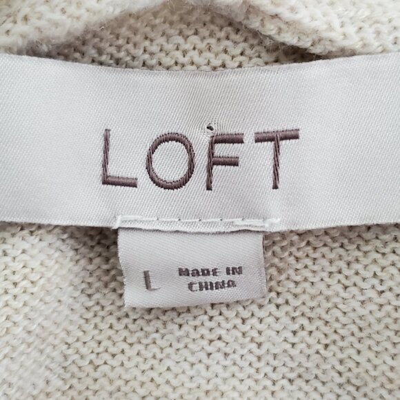 LOFT V-Neck Drop Shoulder Pullover Tan Sweater Size L - Picture 9 of 11
